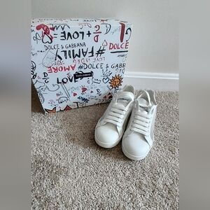 Dolce & Gabbana Womans Leather Black and White Tennis Shoes Sz 7